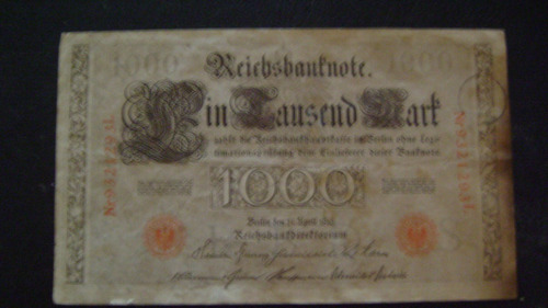 Antiguo Billete Alemania 1000 Marcos Oro 1910 Serie 4.20.2