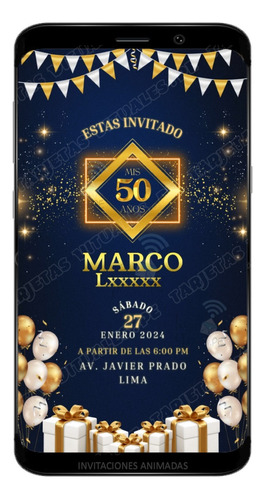 Invitacion 50 Años Azul