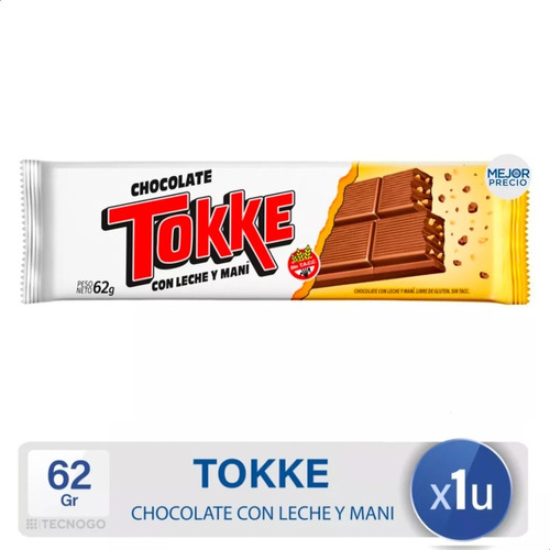 Chocolate Tokke Con Leche Y Mani Sin Tacc - Mejor Precio