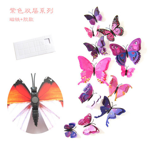 108 Pegatinas De Mariposas 3d Para Decoración De Pared Color Purple