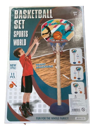 Juguete Set Soporte Aro De Basketball Ajustable 11 Pcs