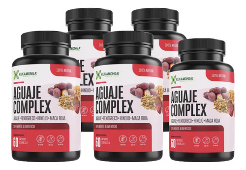 Aguaje Complex 60 Cápsulas Fenogreco Hinojo Maca Roja Pack 5