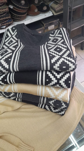 Sweater De Hilo Escote En V Con Guardapampa Talles S Al Xxl 
