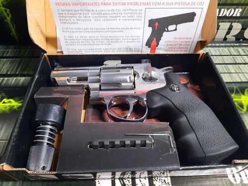 Imagem 9 de 9 de Airgun Pistola Revólver Rossi Cromado 708s 2 Polegadas Novas