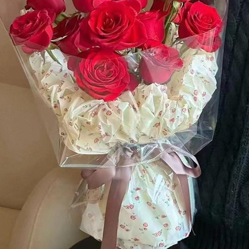2025 Papel De Regalo Con Estampado De Rosas, Amarillo Rojo