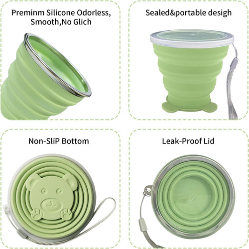 Vasos Plegables De Silicona Con Tapas Para Viaje