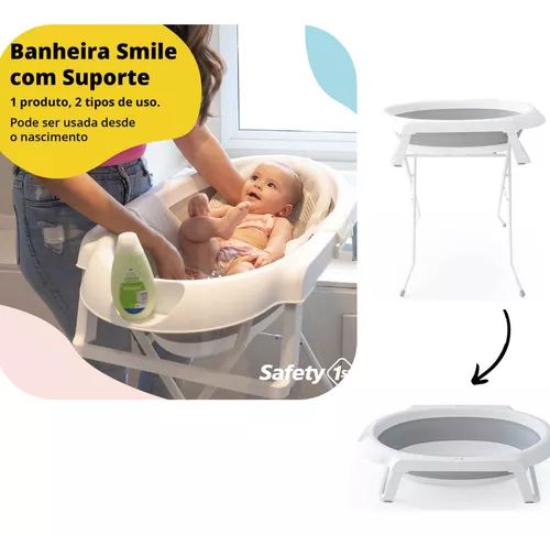 Bañera portátil para bebés Smile Safety 1st para niños con soporte, color  gris
