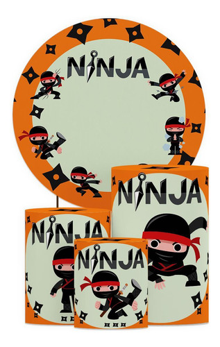 Kit Trio Capas Cilindros Ninja + Painel Sublimado Helanca