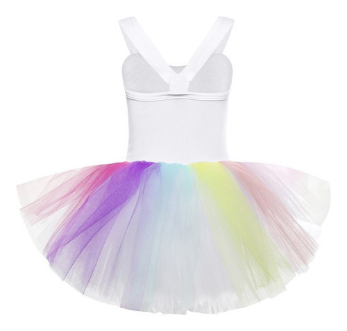 Imagem 3 de 8 de Vestido Infantil Bailarina Circo Paetê Saia Tutu Arco-íris