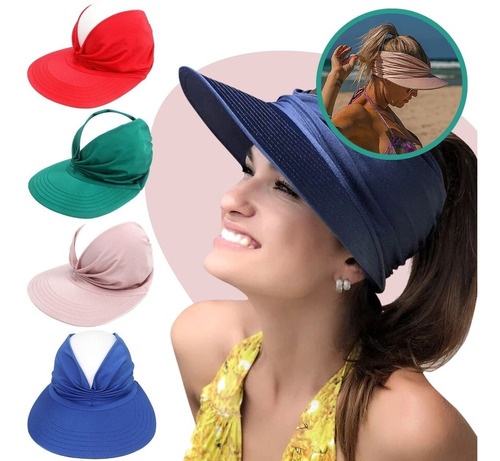 Visera Turbante Mujer Sombrero Playa Gorro Protección Uv