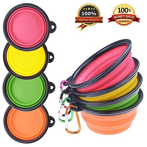 Petbonus 4pack Silicone Collapsible Dog Bowls Bpa Gratis Y A