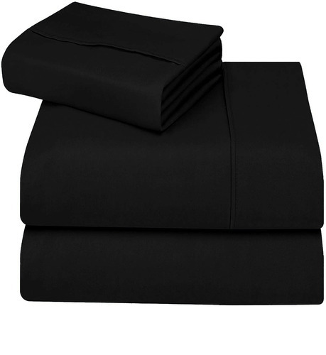 Juego Sábanas Negro Microfibra Doble Unicolor Diseño de la tela Liso