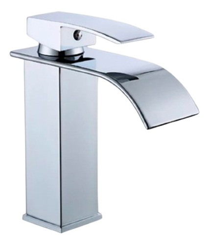 Griferia Monocomando Lavatorio Baño Cuadrada Tipo Cascada Acabado Cromado Color Plateado