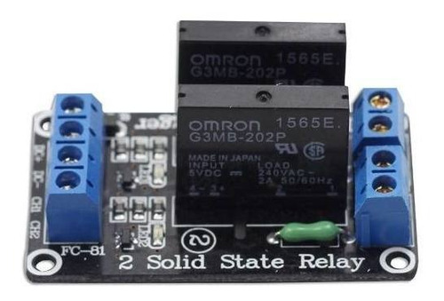 Imagem 1 de 4 de Módulo Relé Estado Sólido 5v 2 Canais Para Arduino Ssr G3mb