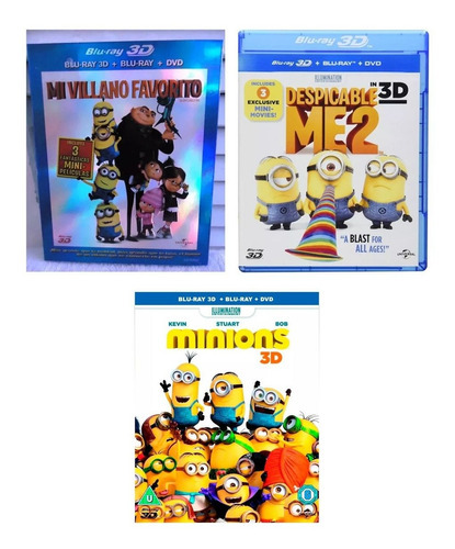 Mi Villano Favorito 1  2  Y  Minions 3d + Blu-ray + Dvd