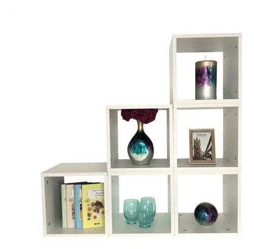 Librero Decomobil Alicent Organizador Minimalista 6 Estantes Color Blanco