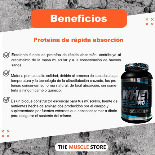 Imagen 3 de 10 de Whey Pro 2.0 1kg Nutrilab Suplementos Proteínas De Suero