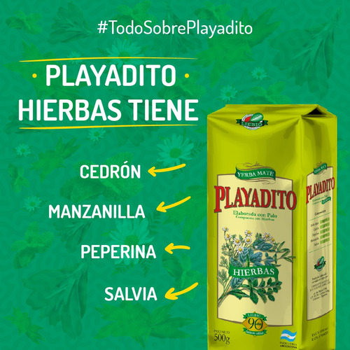 Yerba Mate Playadito Hierbas + Tradicional + Despalada 500gr