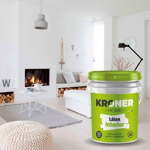 Imagen 3 de 10 de Pintura Látex Interior Mate 20lts Antihongo Kroner Home
