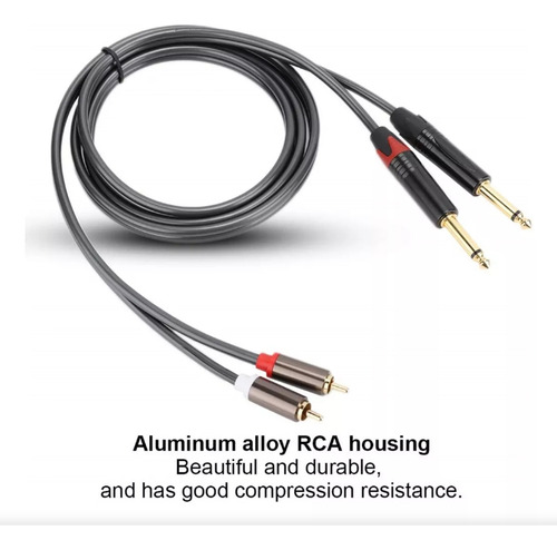 Cable De Audio Dual Rca Macho A Dual Plug 6.35 1.5 Metros