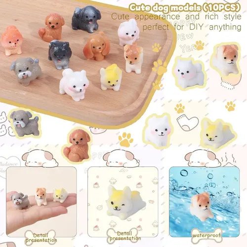 Set De 14 Figuras De Perro En Miniatura De Resina – Adorables Decoraciones Multicolor Para Hogar, Oficina O Bonsái