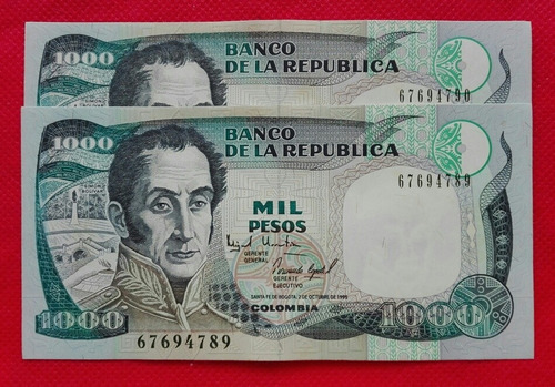2 Billetes De 1000 Pesos. 1.995