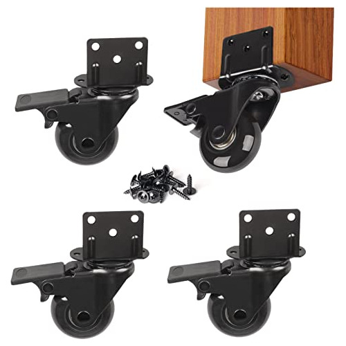 4 Pack 2 Pulgadas Lshaped Plate Swivel Caster With Brak...