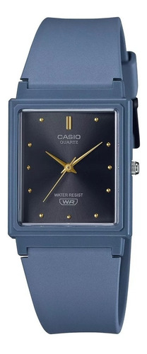 Reloj Casio Mq-38uc-2a2 Azul Petroleo Con Fondo Negro Ø 27mm