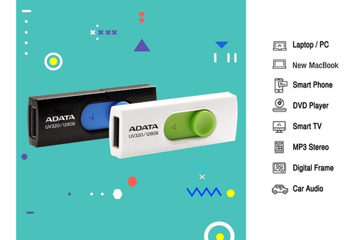 Memoria Usb Adata Uv320 64gb Usb 3.2 Retractil Blanco