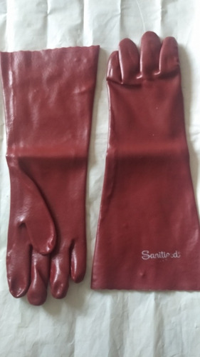 Guantes De Pvc Rojo 17  Antiácidos Y Químicos.