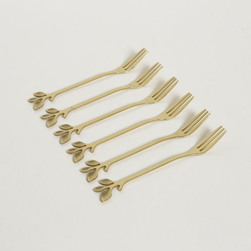 Set X 6 Tenedores De Acero Para Copetin - Linea Leaves 