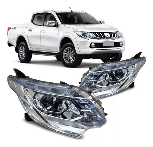 Par Farol Triton L200 2017 2018 2019 Projetor Led Pisca Azul
