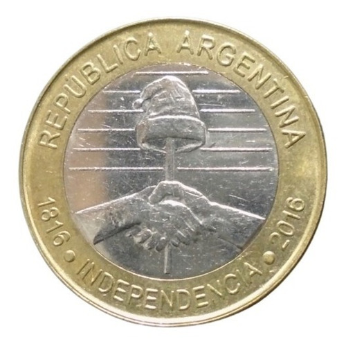 Argentina 2 Pesos 2016 Decl. De Indep. Publ. B  Bimetálica