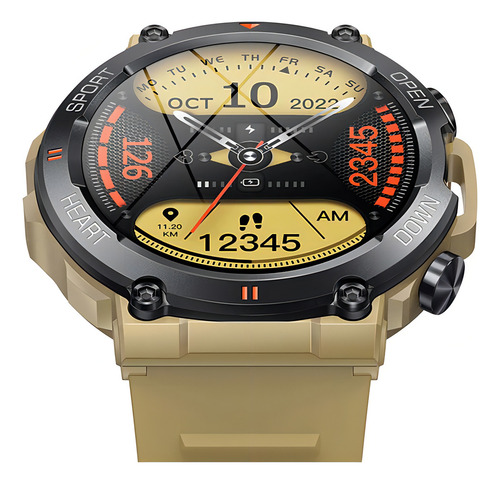 Reloj Smart Watch Hombre K56 Deportivo Con Llamadas Bt Caqui