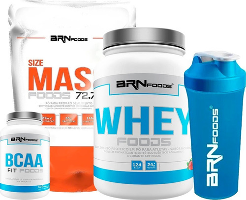 Kit Size Mass 3kg + Whey Protein + Bcaa + Shaker - S/ Juros!