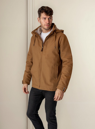Chaqueta Térmica Hombre Algodón Canvas Interior Sherpa Con Gorro Desmontable Y Cierres Ykk® Geike De Lenga®