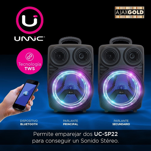 Parlante Portátil Bluetooth Karaoke Usb Sd Luces Led Con Mic