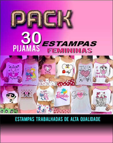 Pack Estampas Pijamas Vetor, Estamparia, Serigrafia