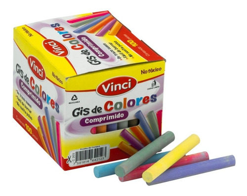 100 Gises De Colores Vinci Trazo Suave Gis Escolar No Tóxico