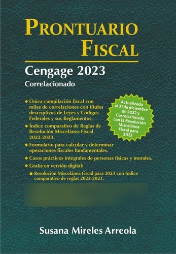 Prontuario Fiscal 2023 de Susana Mireles Arreola Editorial Cengage Tapa Blanda en español 2023