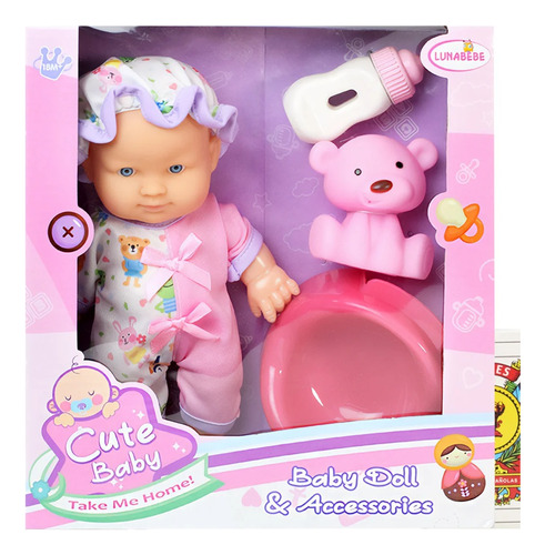 Bebe Con Gorra De Baño, Pelela + Accesorios En Caja