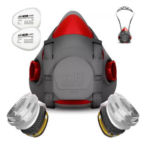 Respirador Media Cara S900 + Filtros F600v + Pfp2 Air Safety Talle M