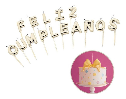 Velas Decoración Torta 15 Uds Frase Letras Feliz Cumpleaños