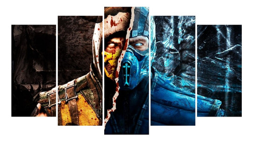 Set De 5 Cuadros Decorativo Canvas  Mortal Kombat Sub Zero