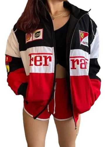 CHAQUETA CHAMARRA EN TELA ROMPEVIENTOS PARA HOMBRE MOTOCICLISTA FERRARI  GENERICO