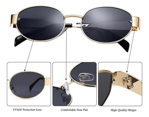 Gafas Sol De Metal Ovaladas De Diseño Retro Estilo Moderno