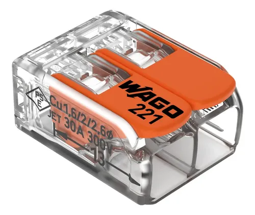Kit 10 Conectores Emenda 2 Vias - 221-612 - 6mm 41a - Wago Laranja