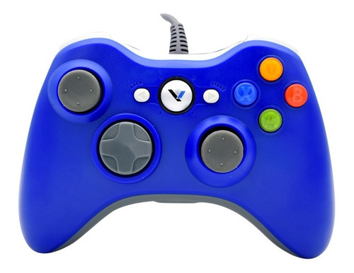 Control Alambrico Azul Compatible Con Xbox 360