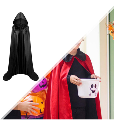 Capa Con Capucha Y Cuello Capa De Halloween Para L Negro
