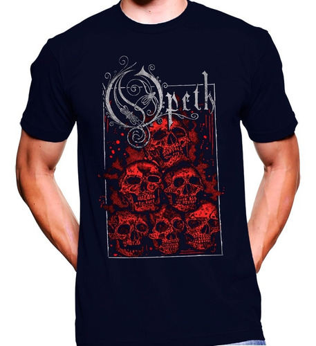 Camiseta Premium Rock Estampada Opeth Red Skull